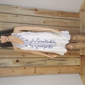 Women's Sequin Hearts Blue and White Dress Halter Size L